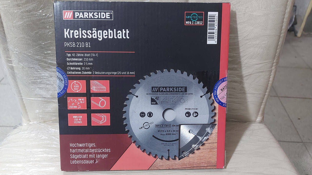

Пильный диск 210 мм. 42 зуба для циркулярной пилы Parkside PKSB 210 B1