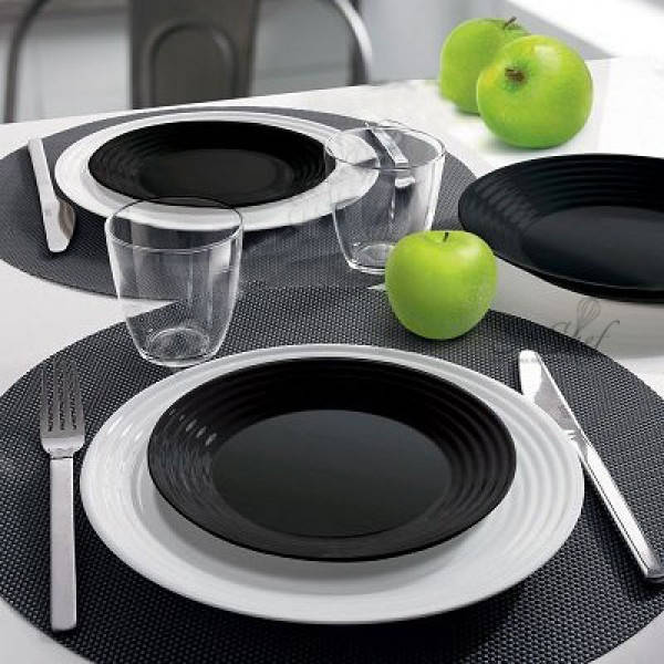 

Сервиз столовый чёрно-белый Luminarc Harena Black/White 18 предметов (N1518)