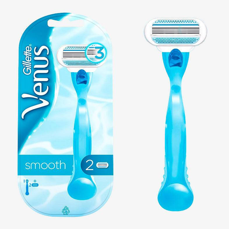 

Станок Gillette Venus Smooth (+ 2 сменных картриджа)