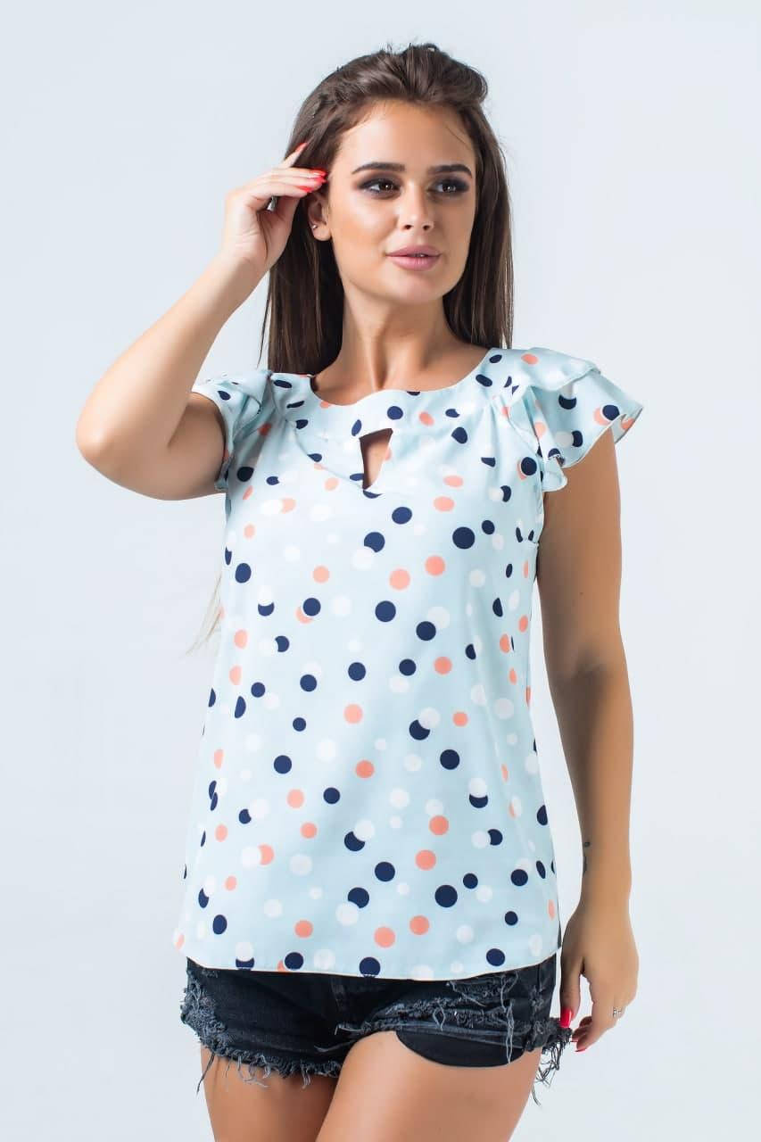 

Легкая летняя блуза в горошек 42-56 (в расцветках)