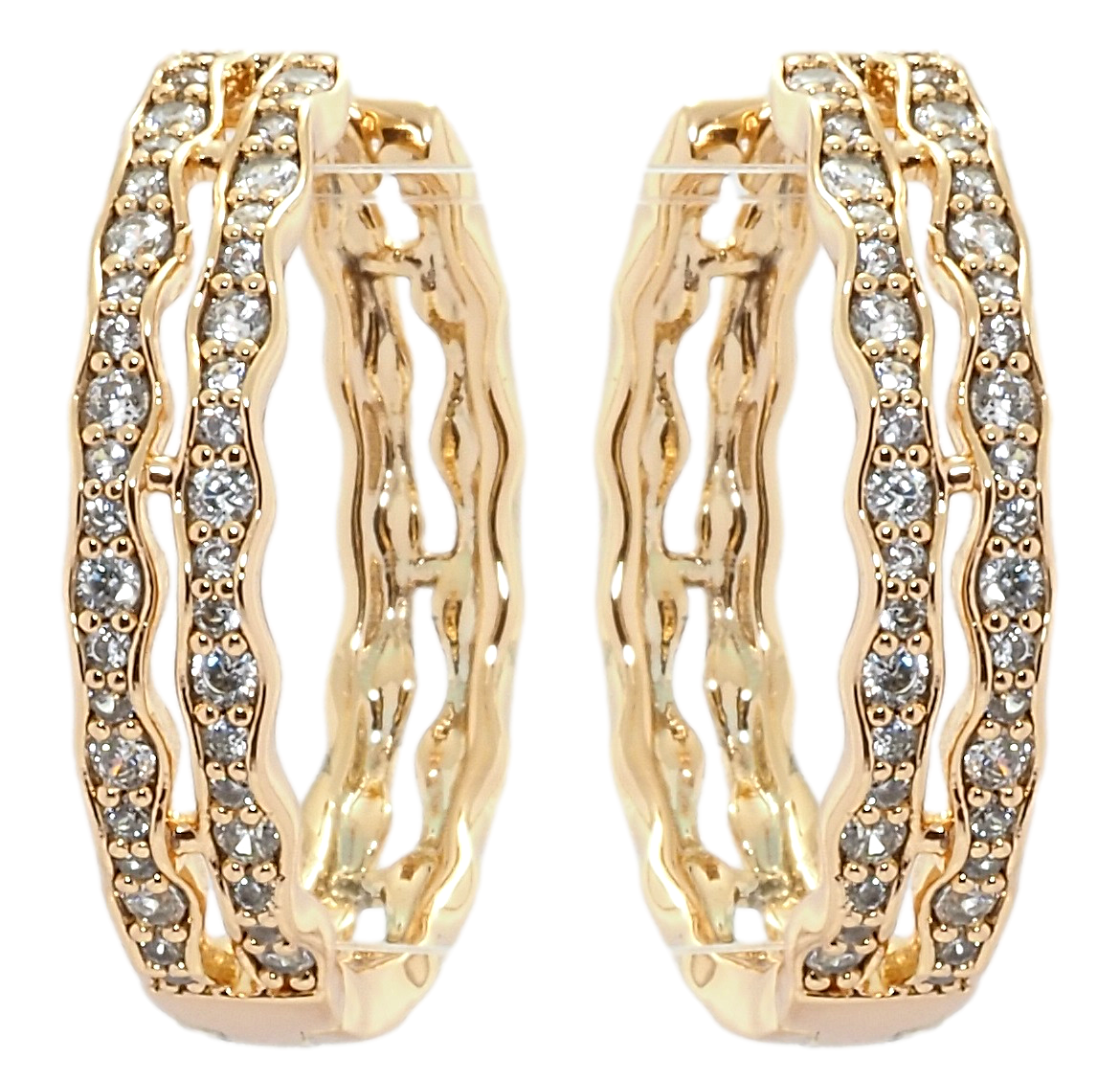 

Серьги Xuping Позолота 18K колечки "Дорожки циркония"