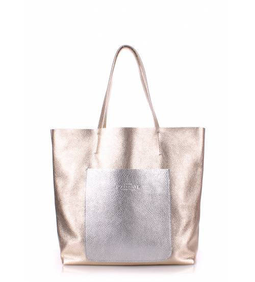 

Женская кожаная сумка POOLPARTY MANIA GOLDEN SILVER золотая с серебром, Золотистый