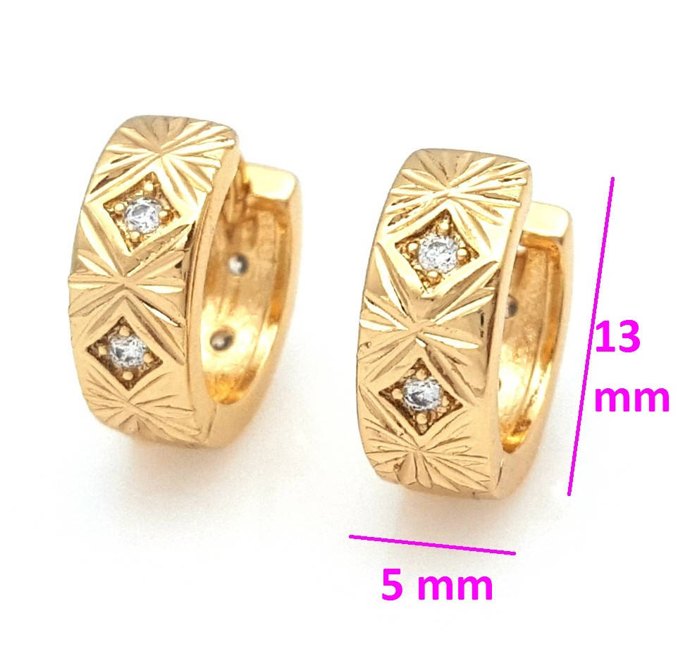 

Серьги позолота Xuping, колечки Три Ромба, с узором и камнями, 18К