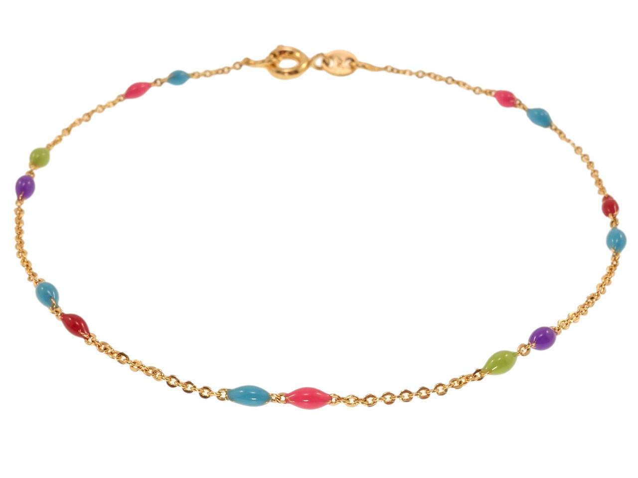 

Браслет Xuping Позолота 18K "Якорное плетение с цветными эмалевыми бусинами" длина 19,5см х 1мм