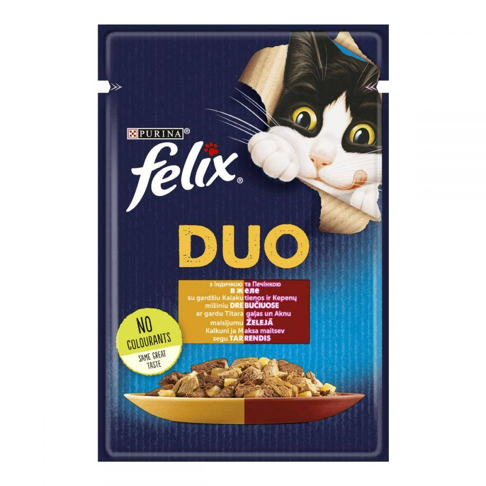 

Felix Fantastic Duo з індичкою та печінкою, шматочки в желе, 85 г