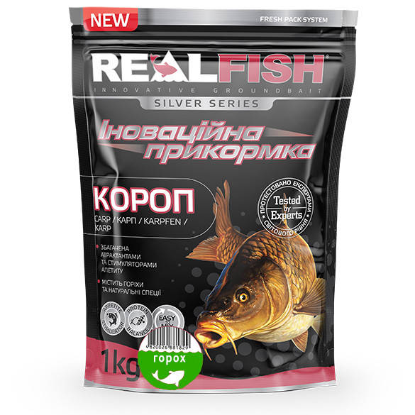 

Прикормка REALFISH 1кг Короп-Горох (10шт в уп)