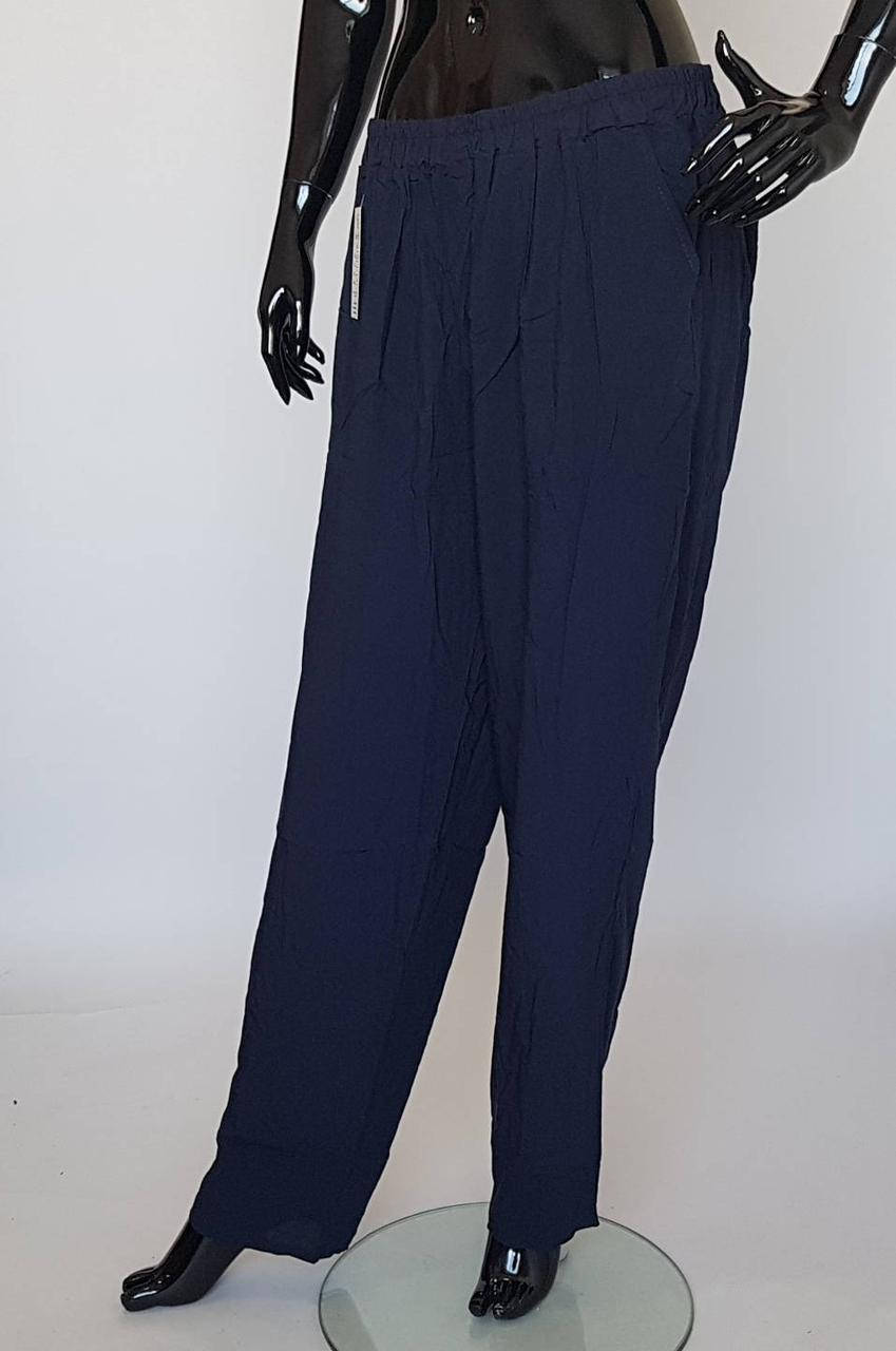 

Штапельные женские штаны с резинкой в поясе (2XL-5XL), Синий