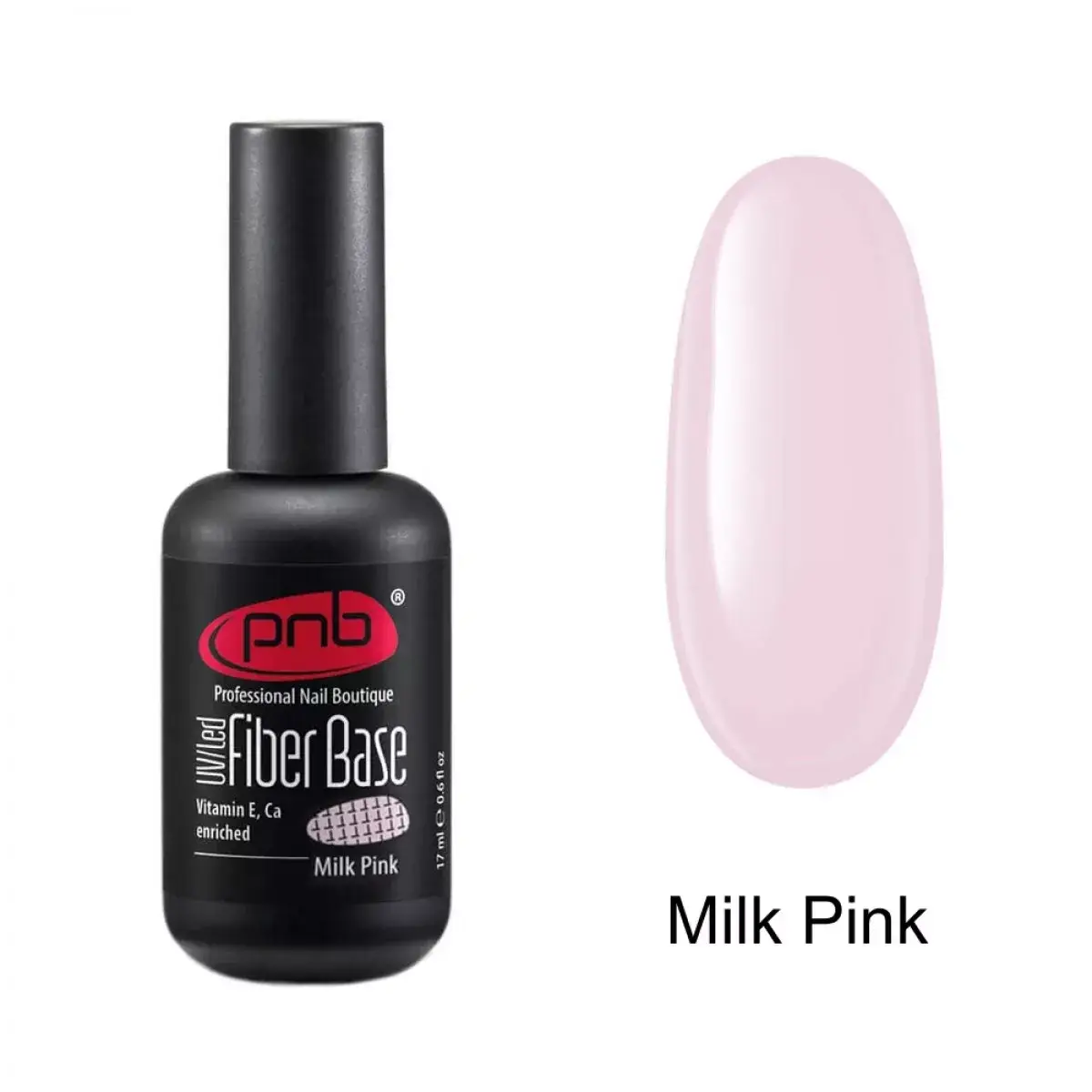 

База для гель-лака PNB UV/LED Fiber Base Milk Pink с нейлоновыми волокнами, 8 мл