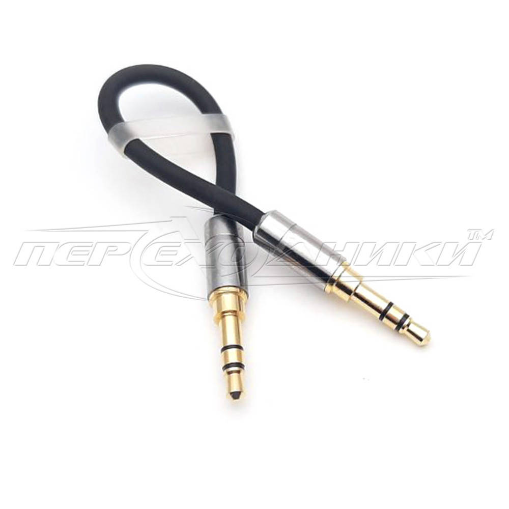 

Аудио кабель AUX 3.5 mm jack mini HQ металл (высокое качество ) в экране 2, Черный