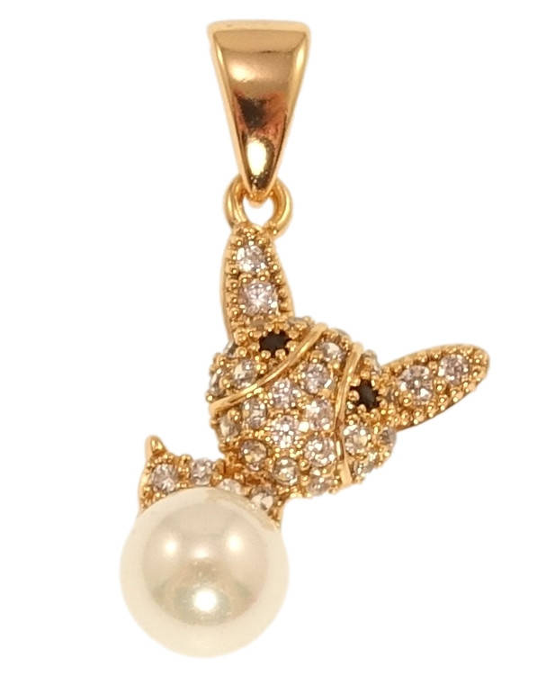 

Кулон Xuping Позолота 18K "Собачка с жемчужиной и цирконием" для цепочки до 3мм