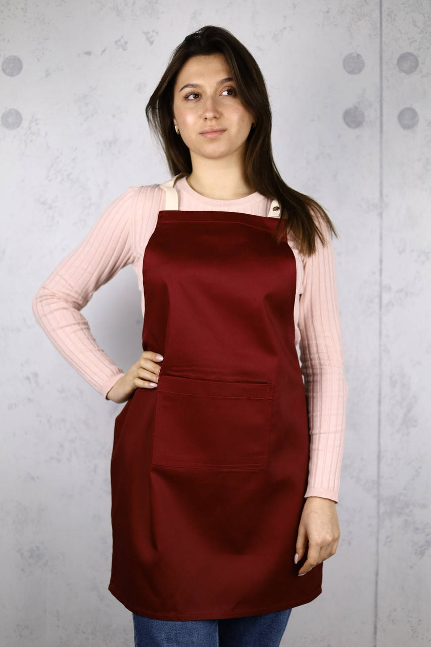 

Фартук кухонный с крутой надписью "Найкраща кумушка у світі" Бордовый