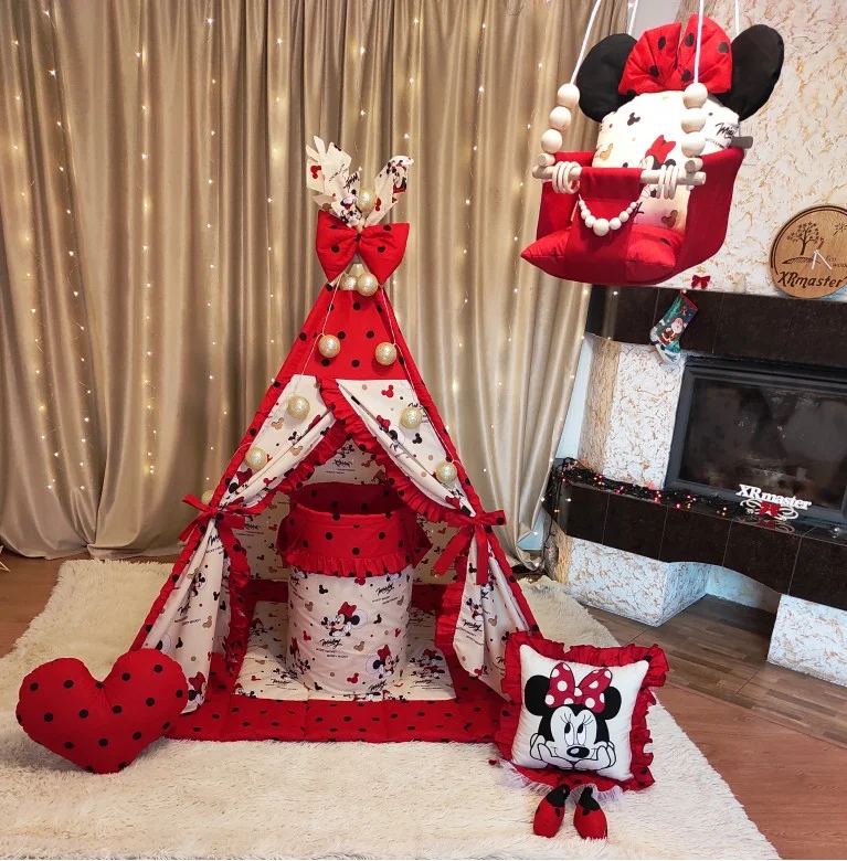 

Вигвам Микки Маус с Корзиной и Качелей Полный комплект, вигвам детский, вигвам для детей, вигвам для девочки