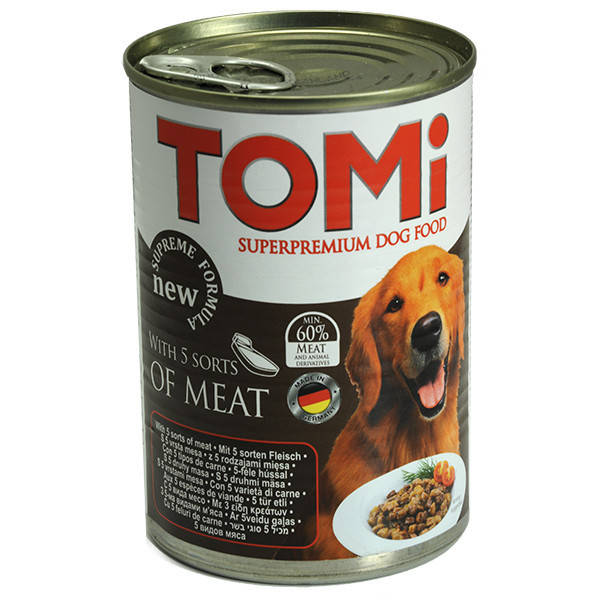 

Консервы для собак TOMi 5 видов мяса , 400 г