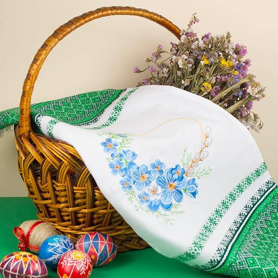 

Вышитый рушник на Пасху 70 см зеленый