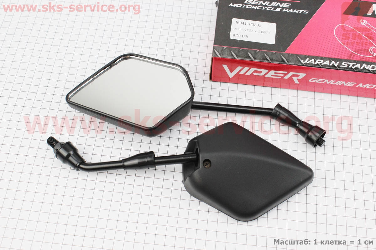 

Зеркала к-кт на мотоцикл "V200R" черные, M10