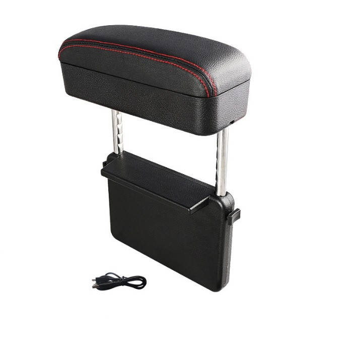 

Органайзер – подлокотник в авто с беспроводной зарядкой для телефона Черный с красным