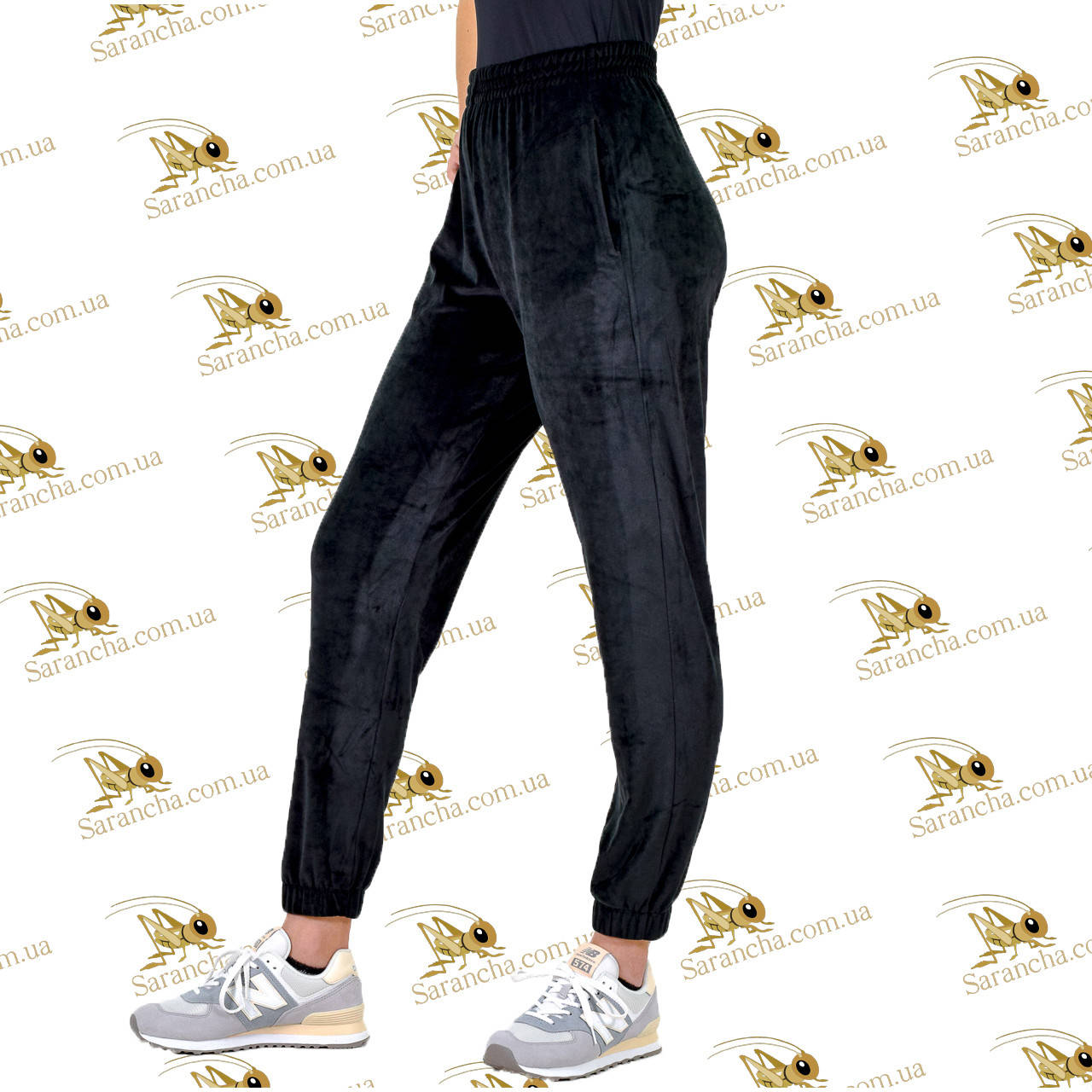 

Штаны женские велюровые черные на манжете размер 42, 44, 46, 48 46, Черный