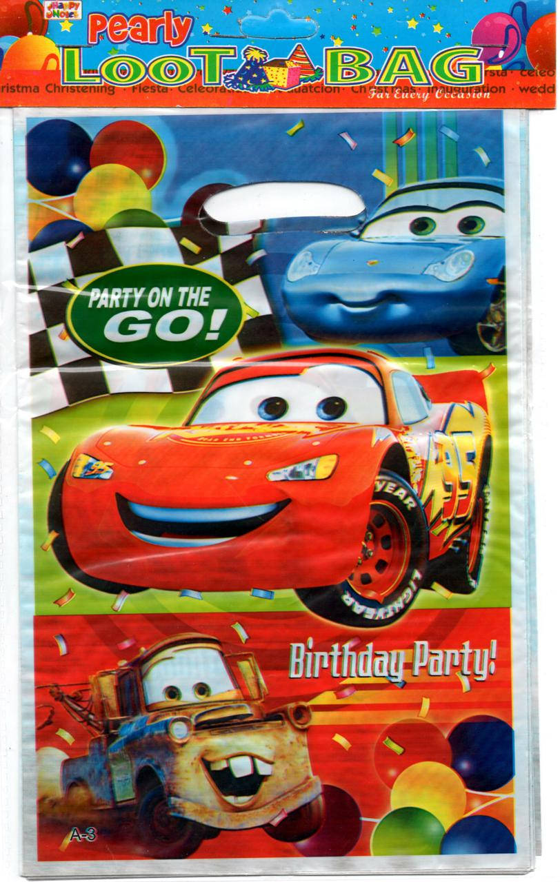 

Пакеты подарочные, сумочки полиэтиленовые детские для подарков "Тачки", 10 штук