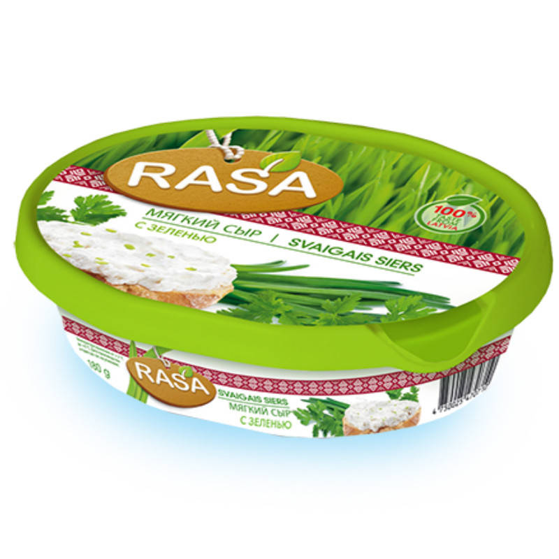 

Крем-сыр с зеленью"Rasa" 62% фасовка 0.18 kg