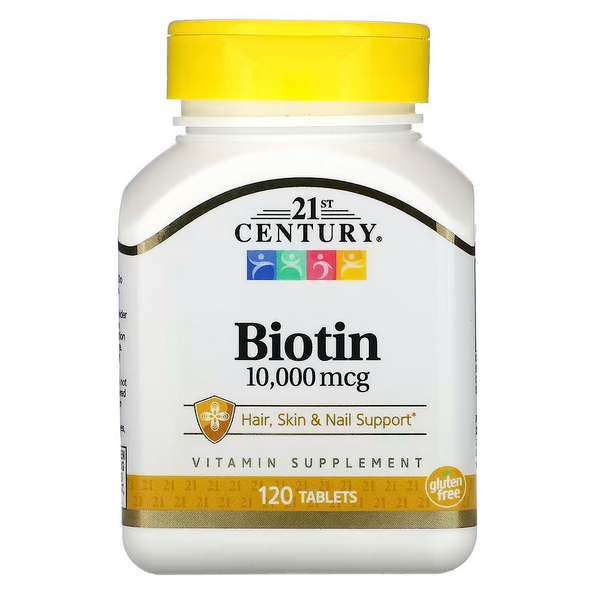 

Биотин, Biotin, 21st Century, 10 000 мкг, 120 таб.
