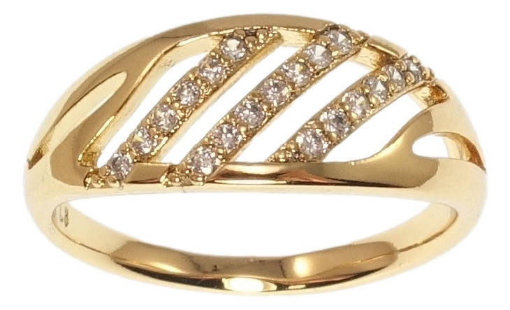 

Кольцо Xuping Позолота 18K "Диагональные дорожки циркония" р.16.5,18,19