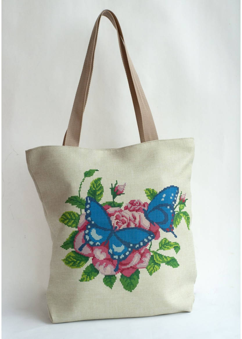 

Сумка под вышивку бисером (нитками) Бабочки на розах