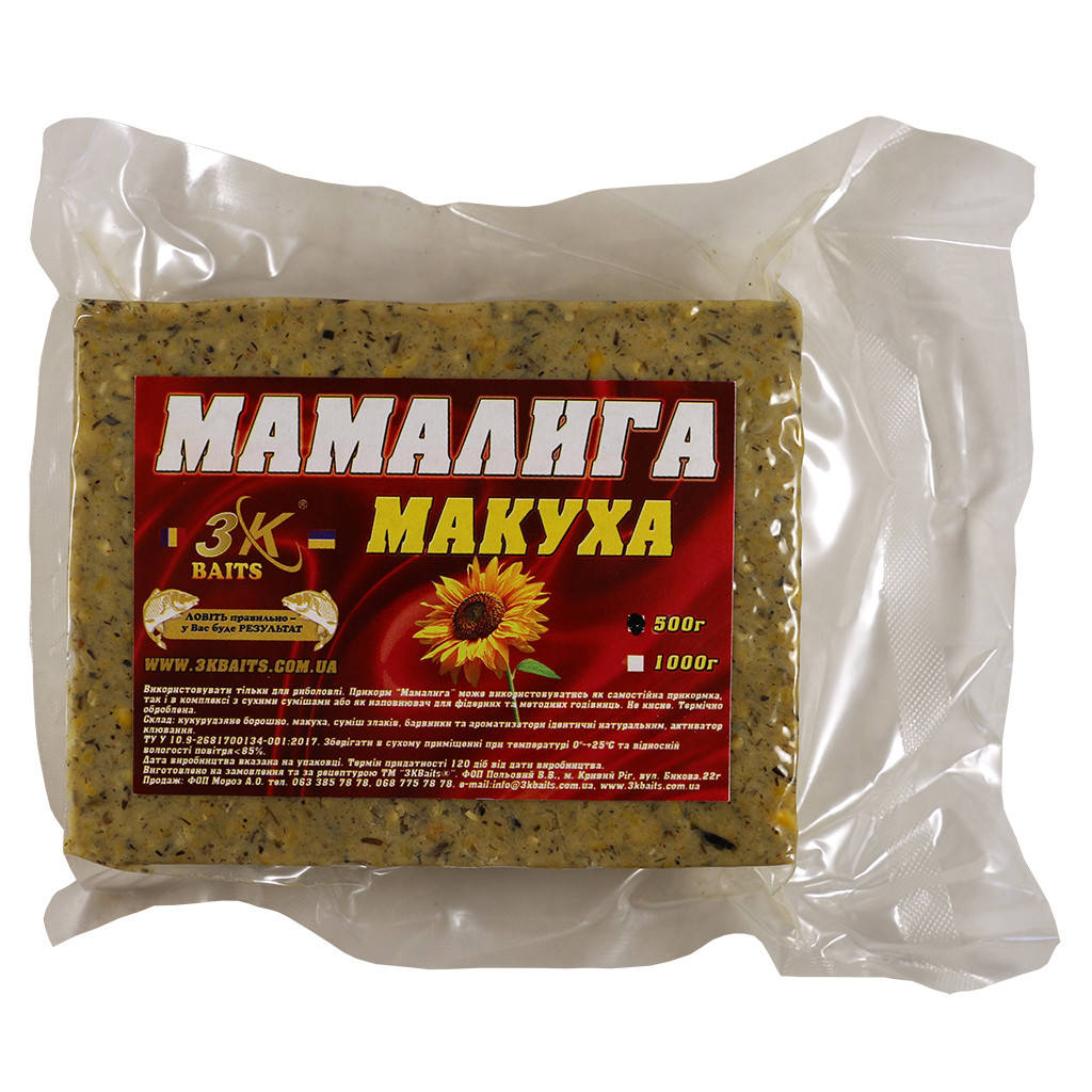 

Прикорм 3KBaits Мамалыга Макуха 500г (3KB1007)