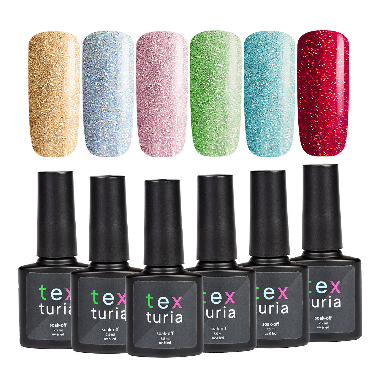 

Светоотражающие гель-лаки для ногтей Texturia (набор 6 шт) 7.5 мл