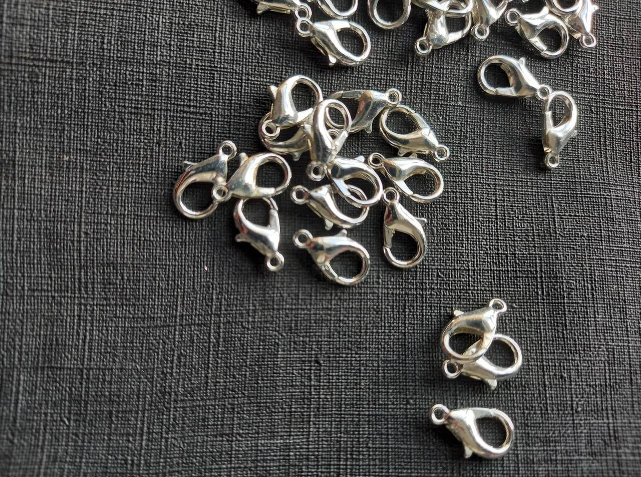 

Замочек - карабин, 14 мм, 1 шт, цвет - светлое серебро