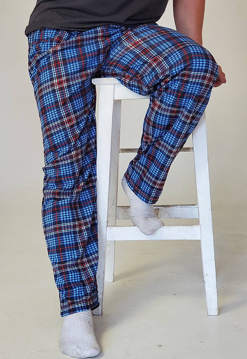 

Штаны домашние мужские в клетку синие хлопковые недорого