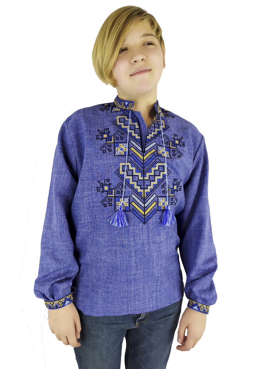 

Детская подростковая вышиванка для мальчика с длинным рукавом "Древо жизни"