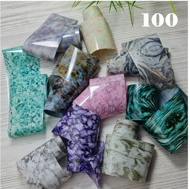 

Фольга переводная для ногтей Sweet Nails мраморная 10 шт, Разные цвета