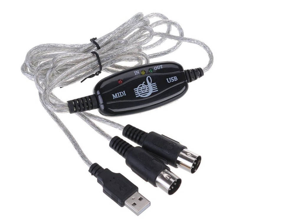

Кабель USB MIDI интерфейс конвертер адаптер к ПК, Светло-серый