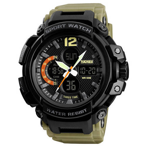 

Skmei 1343 Black-Khaki Wristband