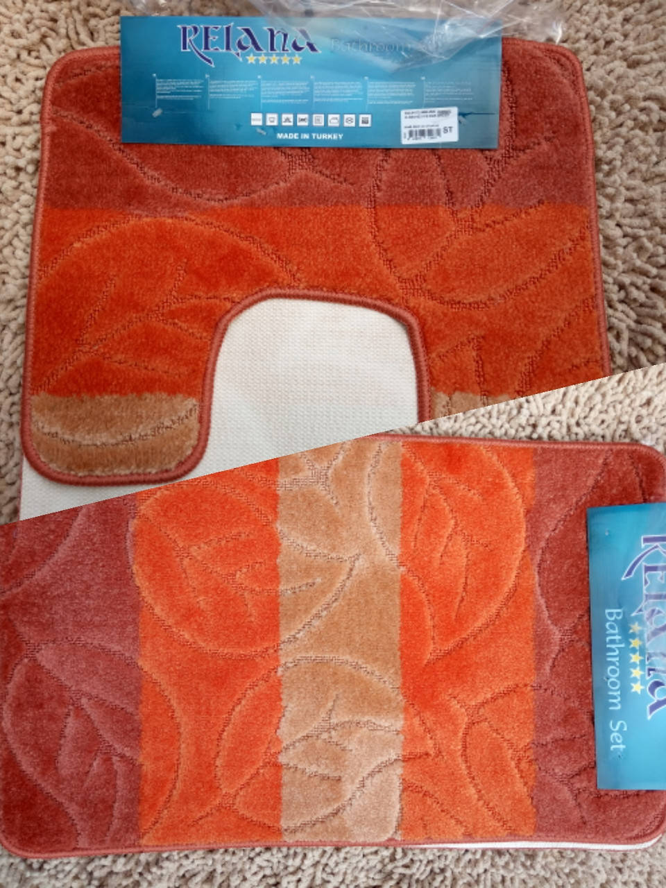 

Коврики в ванную комнату и туалет. Разные цвета.