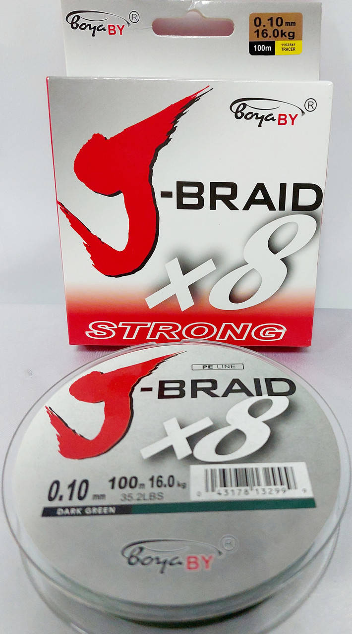 

Шнур рыболовный 8-ми жильный Boya BY J-BRAID X8 100м 0.10мм зеленый разрывная нагрузка 16кг, Зелёный