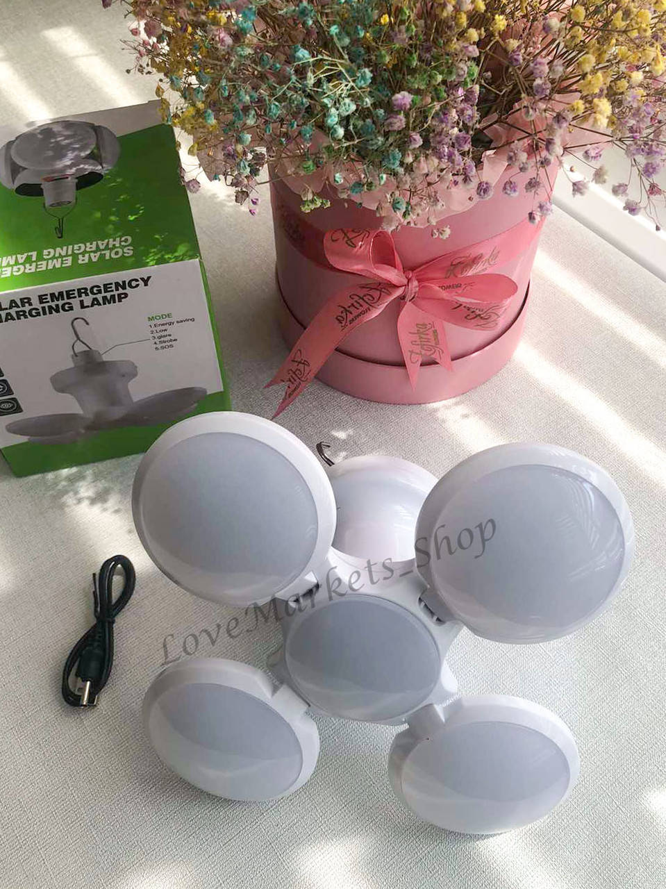 

Лампа для кемпинга Solar Emergency Charging Lamp на солнечной батарее, Белый