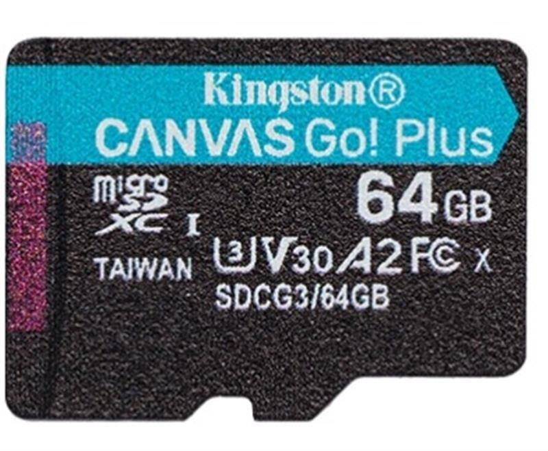 

MicroSDXC 64GB UHS-I/U3 Class 10 Kingston Canvas Go! Plus R170/W70MB/s (SDCG3/64GBSP)