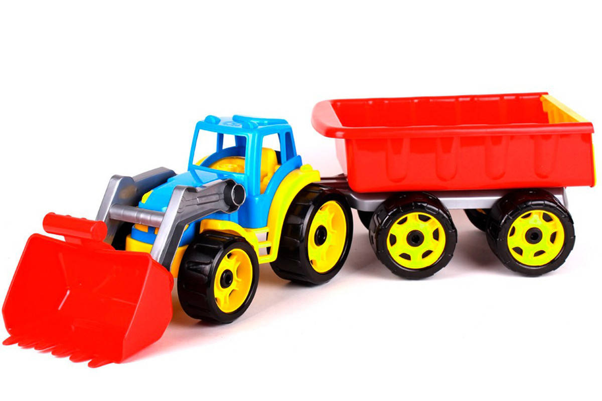 

Игрушка Трактор с ковшом и прицепом ТехноК 3688 набор детский пластиковый большой для детей в песочницу