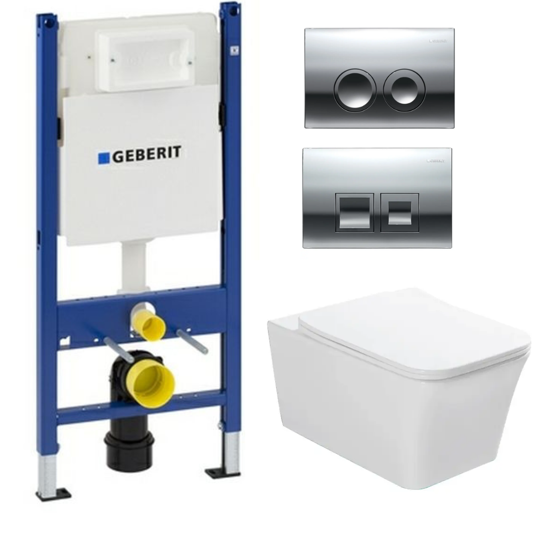 

Комплект 5в1: Инсталляция Geberit Duofix, клавиша(на выбор) + безободковый Подвесной унитаз Simple Line