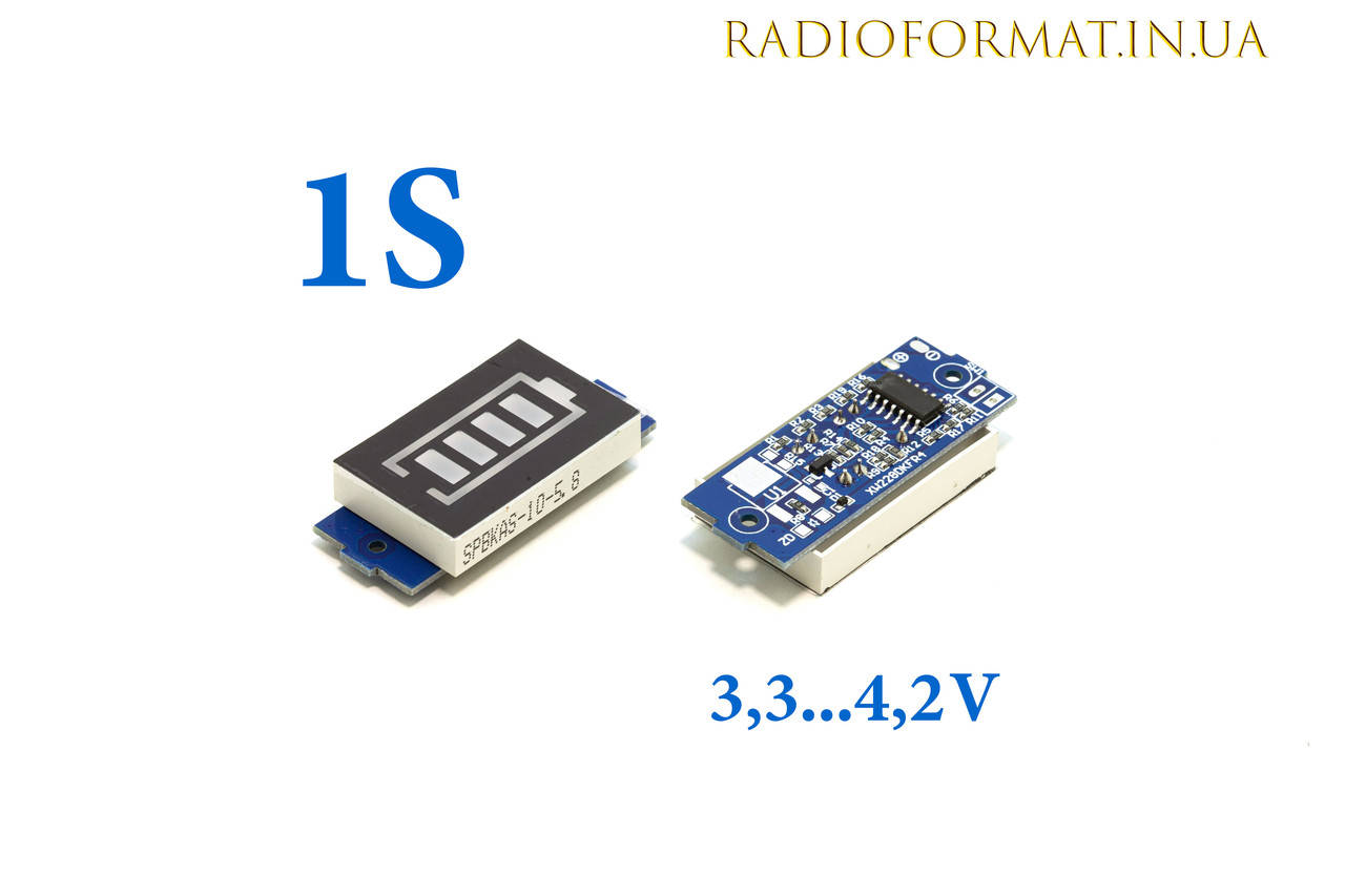 

Индикатор уровня заряда Li-ion батареи 1S 18650, СИНИЙ