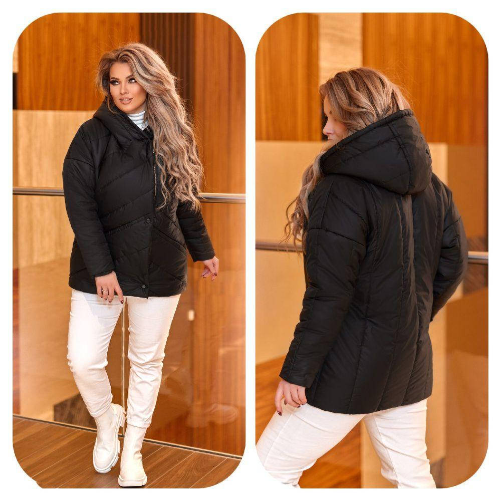 

Женская куртка весенняя от 50 до 60 размера, Черный