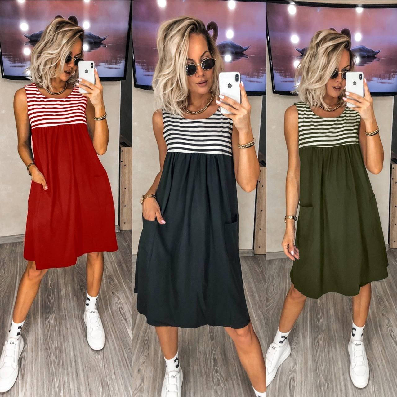 

Женское лёгкое воздушное платье , ткань : шёлковый софт , накладные карманы СИ-1518