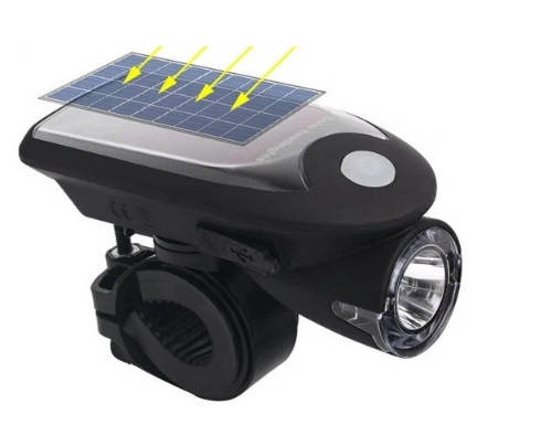 

Велофара на руль Yunduan Solar YSB05 250LM 1200mAh с солнечной панелью