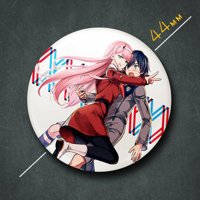 

"Йота 002 и Хиро 016 (Милый во Франксе / Darling in the FranXX)" значок круглый на булавке Ø44 мм