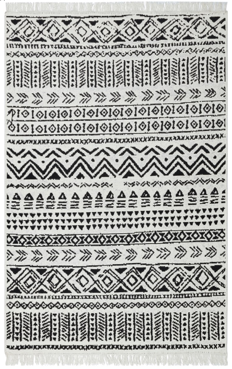 

Хлопковый плетёный двухсторонний ковер Ethnic . Экоковрик. (120Х180 см). Килим, коврик. Турция, Белый