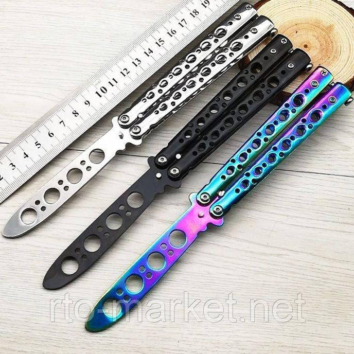 

Нож бабочка тренировочный(тупой)(silver-black- gradient) Benchmade