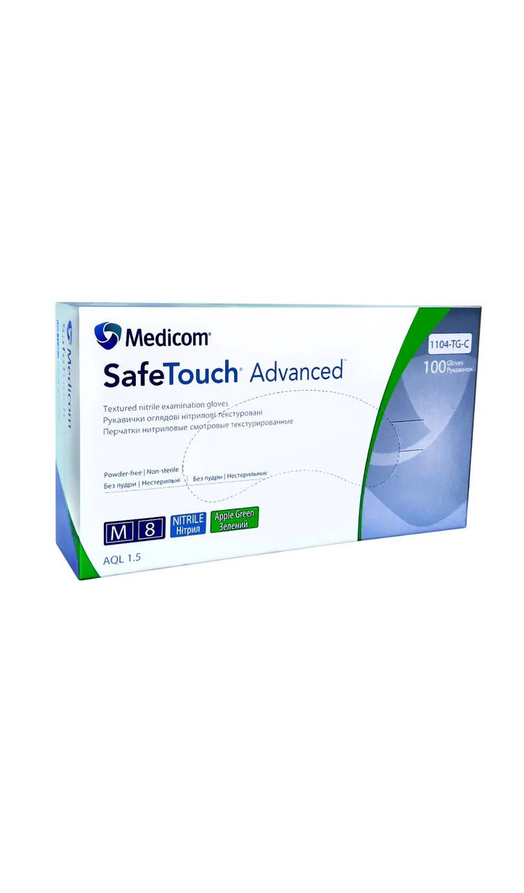 

Перчатки нитриловые Safe-Touch Advanced Apple Green салатовые без пудры 100шт, Зелёный