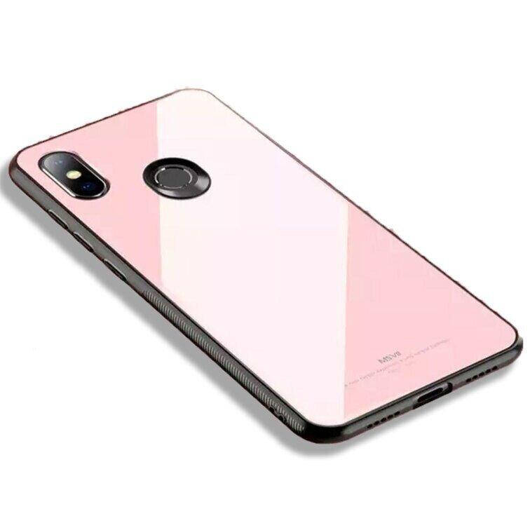 

Силиконовый чехол со Стеклянной крышкой для Xiaomi MiA2 цвет Розовый