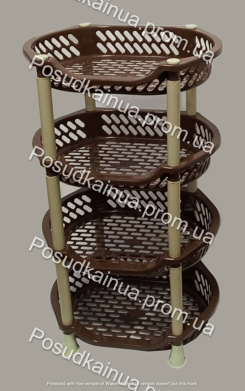 

Этажерка пластиковая органайзер для ванной и кухни EFE Plastics 4 яруса шоколадная